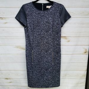 NWT Michael Kors tweed stretch dress 4 leath trim